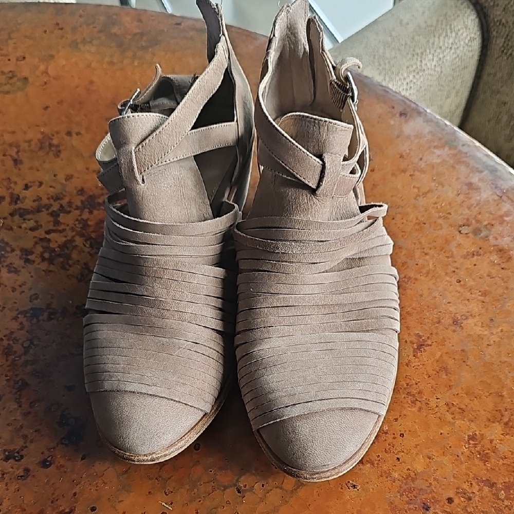 Vince Camuto Strappy Taupe Ankle Booties
